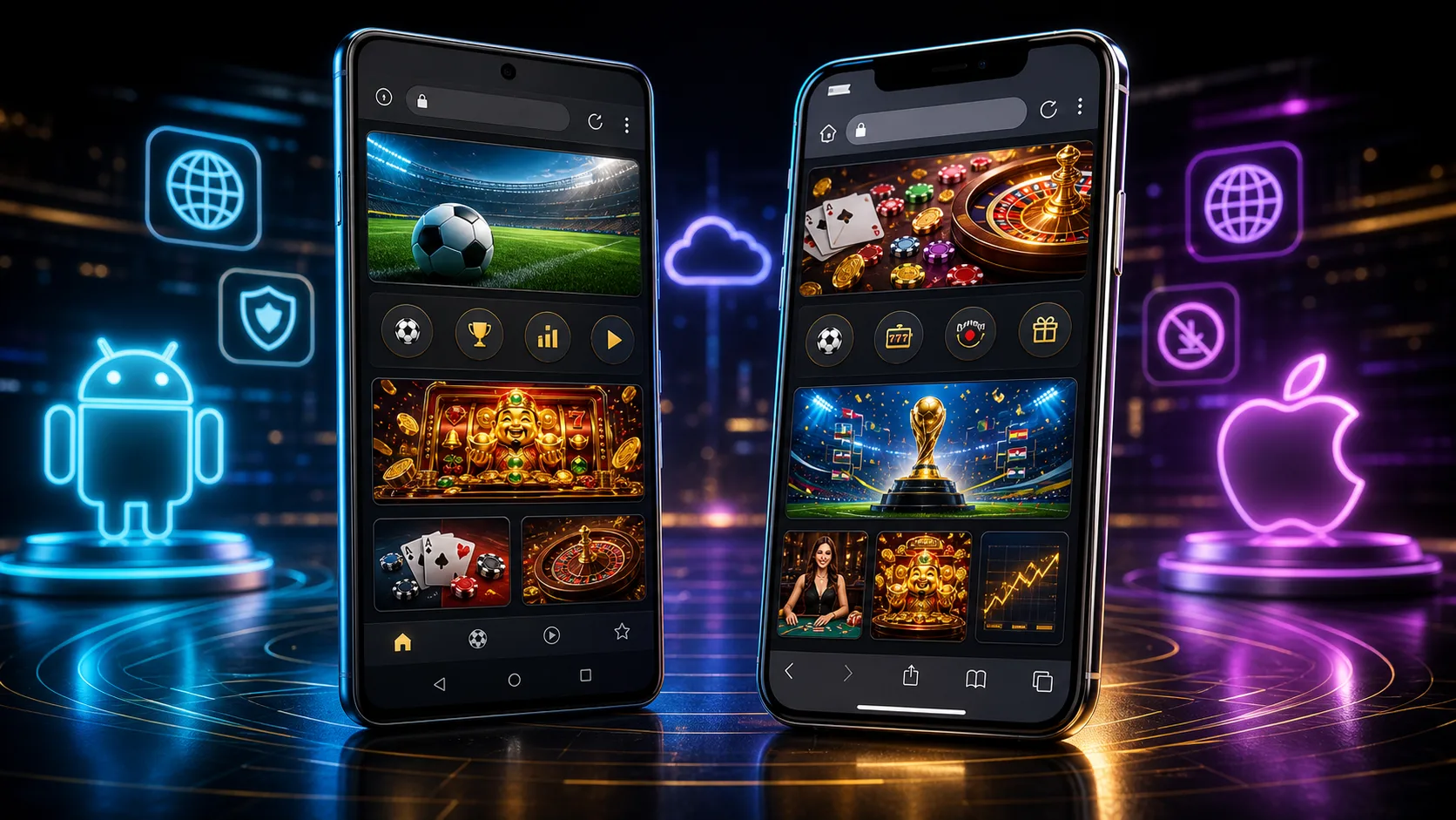 Experiência quina compatível com Android e iOS no navegador mobile